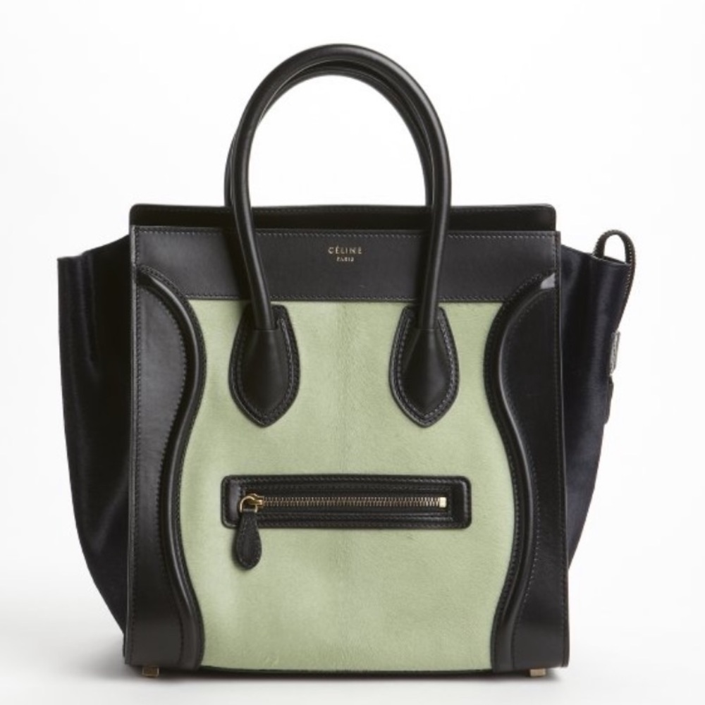 Host pick! 🤩🥳 Celine pistachio Pony hair and black leather Mini luggage bag